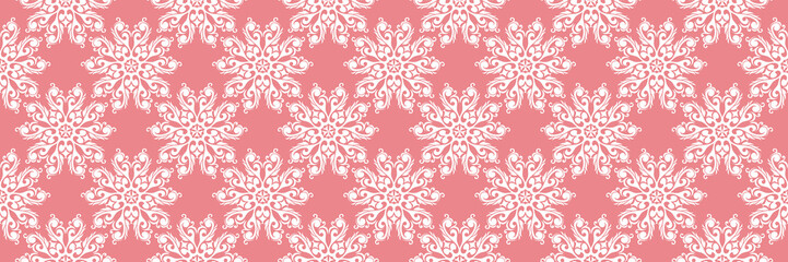 Floral seamless pattern. White design on pink background