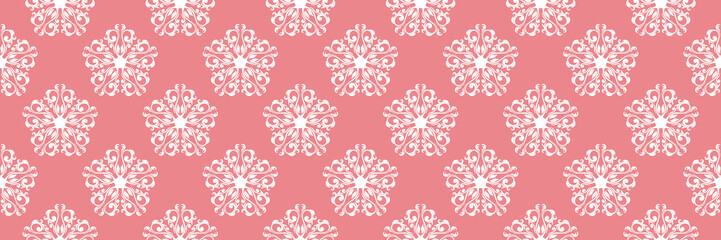 Floral seamless pattern. White flowers on pink background