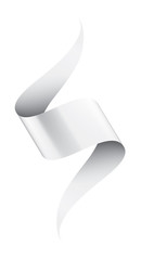 White ribbon on white background. Vector illustration