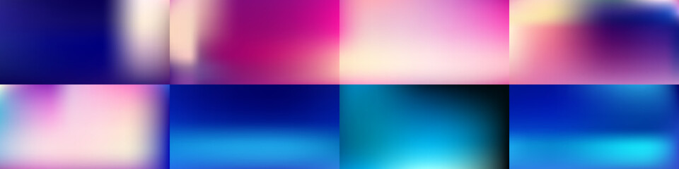 Set of Smooth abstract colorful mesh backgrounds Vector design