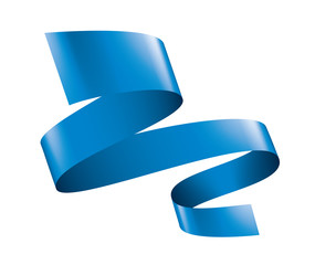 blue ribbon on white background. Vector illustration