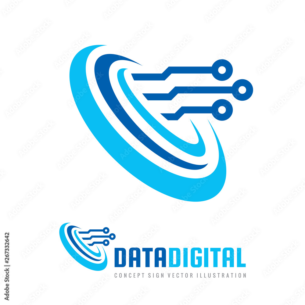 Poster data digital electronic technology - vector logo template for corporate identity. abstract computer 