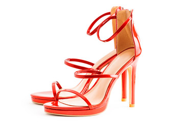 Red high heel isolated on white background with clipping path.