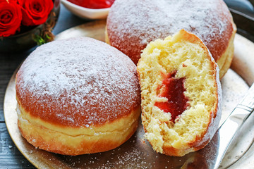 Fat Thursday celebration - traditional polish donuts filled with marmalade.