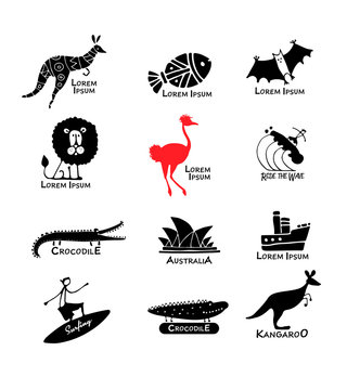 Australia icons set, sketch for your design