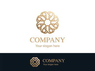 Lujoso logo abstracto de flor entrelazada