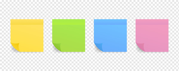 Sticky colored notes. Post note paper. Vector stock illustration.