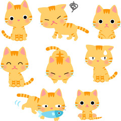 トラ猫のイラストセット