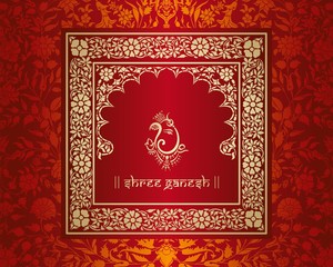 Ganesha, wedding card, royal Rajasthan, India	