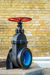 Fototapeta na wymiar Old Gate valves, water pipeline, heat circuit.