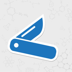 Tourist knife illustration. Traveling flat vector icon.