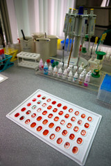 Tablet to determine the blood group in the laboratory