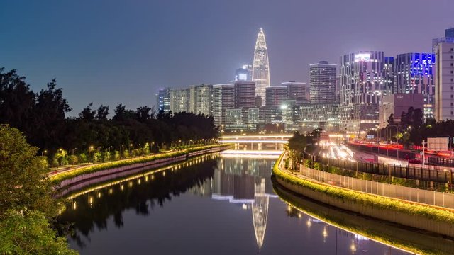 Shenzhen Dasha River Ecological Corridor at dusk