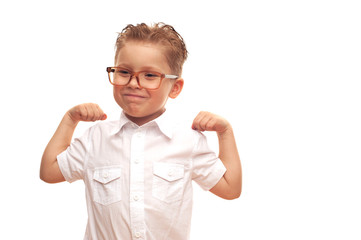 Positive little boy an elementary school student