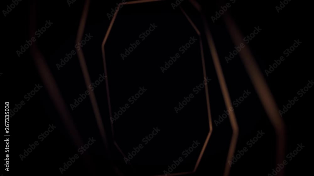 Poster abstract activity with rotating golden tunnel on black background, seamless loop. animation. abstrac