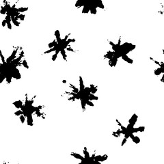 Fototapeta na wymiar Hand drawn grunge stars seamless pattern. Modern ink background. Dry brush print with stars for decoration. Vector illustration.