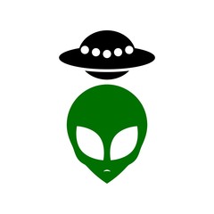 Alien and ufo icon logo