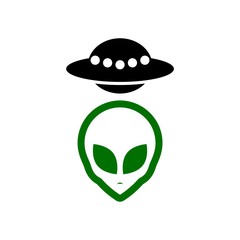 Alien and ufo icon logo