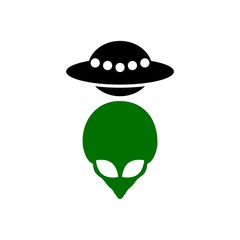 Alien and ufo icon logo