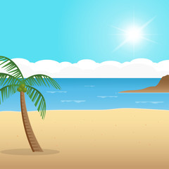 Fototapeta na wymiar Tropical island in the ocean with palm trees. Vector illustration.