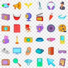 Film icons set. Cartoon style of 36 film vector icons for web for any design