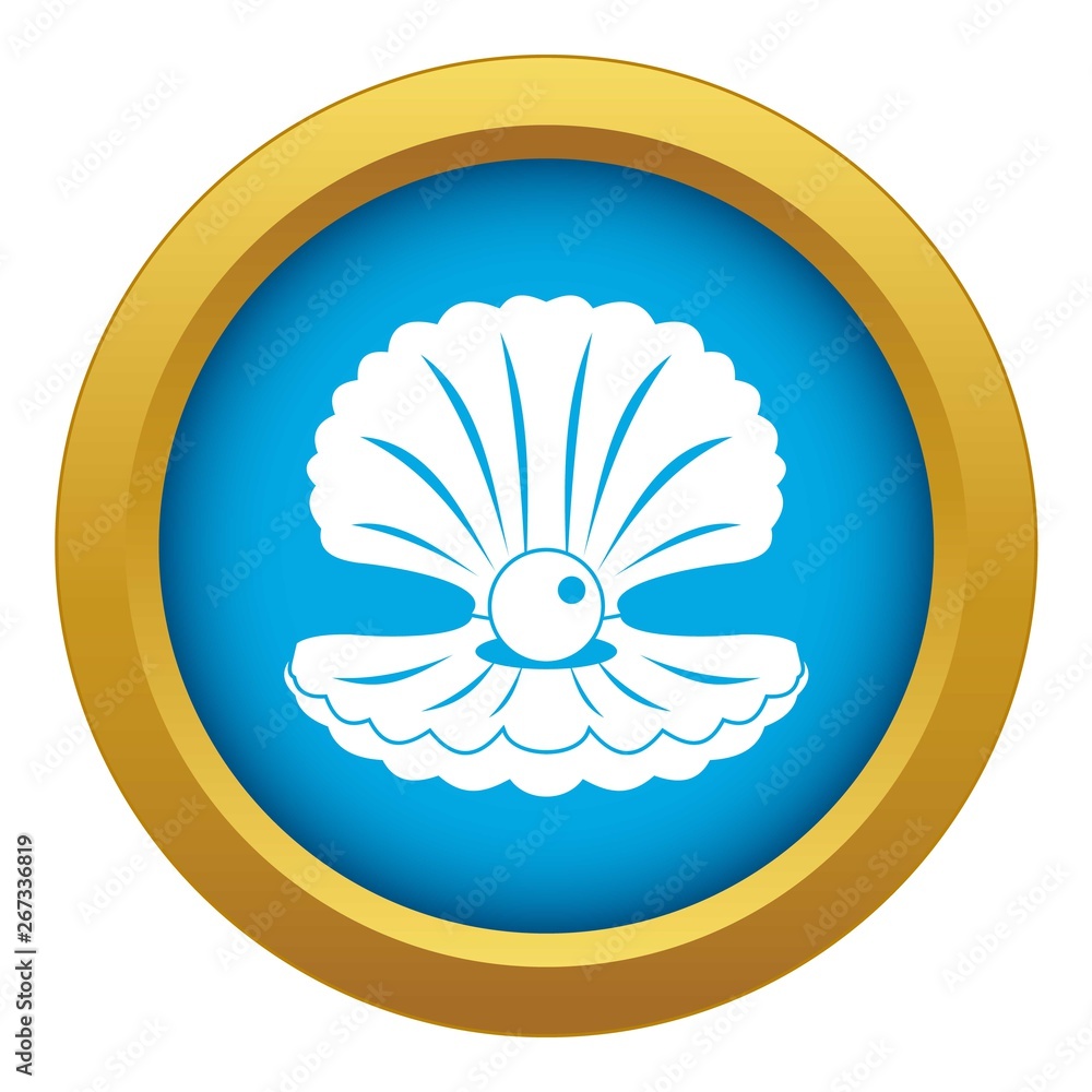 Poster pearl in a shell icon blue vector isolated on white background for any design
