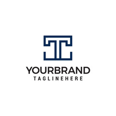 letter tt square geometric logo design concept template vector