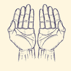 holy hands pray, doodle sketch
