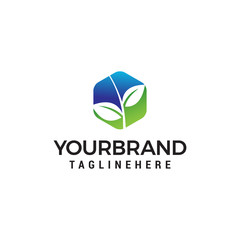 leaf hexagon logo design concept template vector
