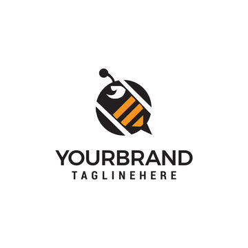 bee logo design concept template vector