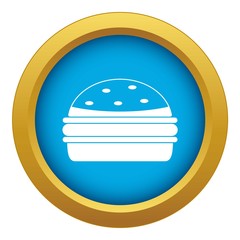 Burger icon blue vector isolated on white background for any design