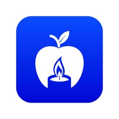 Candle apple icon blue vector isolated on white background