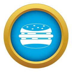 Burger icon blue vector isolated on white background for any design