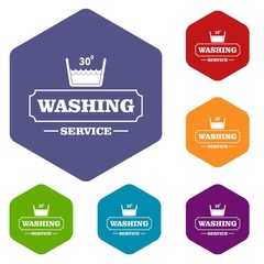 Washing soap icons vector colorful hexahedron set collection isolated on white 