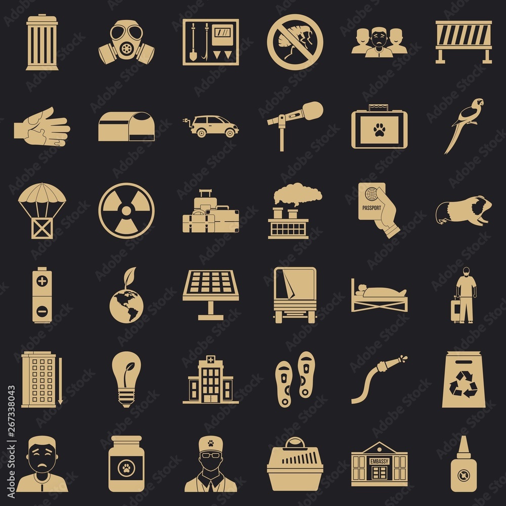 Poster help icons set. simple style of 36 help vector icons for web for any design