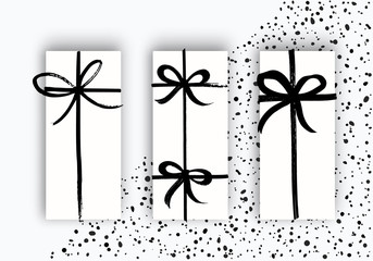 Vector Hand Drawn Bows and Ribbons Isolated on White Background.