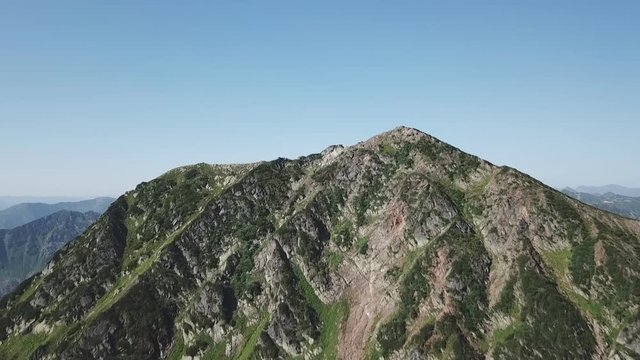 Scenic view of the beautiful landscape in the Siderian mountains, Beautiful nature of Lake Baikal. Aerial drone flights.