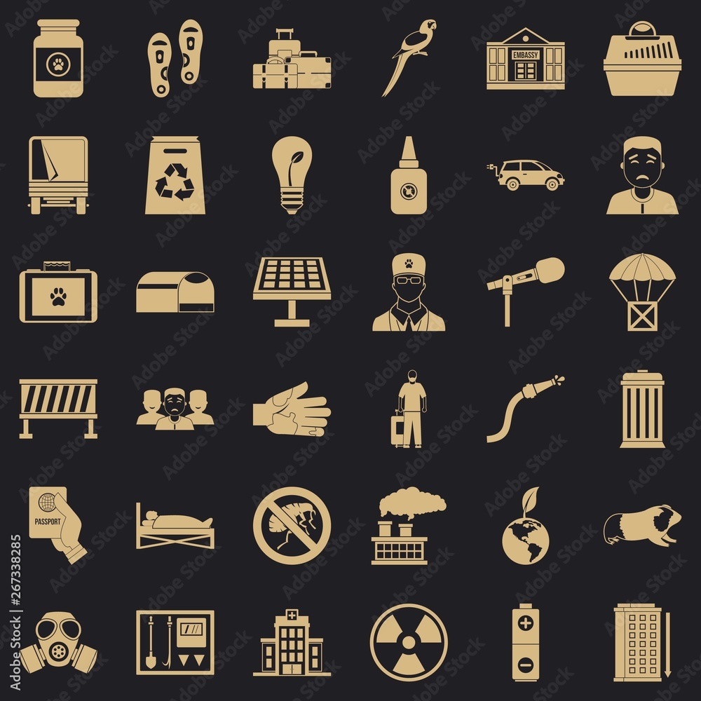 Poster insect icons set. simple style of 36 insect vector icons for web for any design