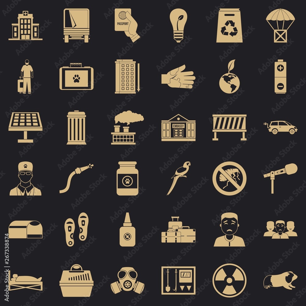 Poster barrier icons set. simple style of 36 barrier vector icons for web for any design