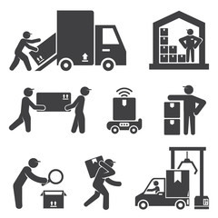 shipping and delivery service people icons