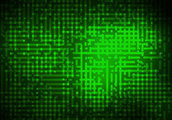 Abstract Technology Background. Green Digital Pattern. Programming, Coding Concept. Vector Background Illustration