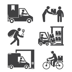 shipping and delivery service people icons