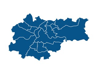Outline map of Krakov districts