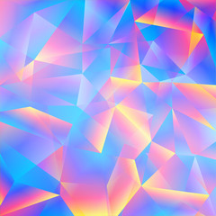 Bright Holographic Background. Colorful Vector Texture with Triangles - obrazy, fototapety, plakaty