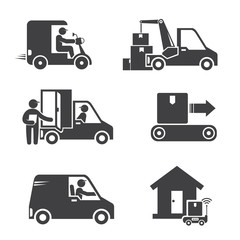 shipping and delivery service people icons