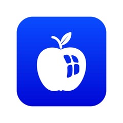 Ripe apple icon blue vector isolated on white background