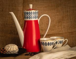 cake and coffee on the table