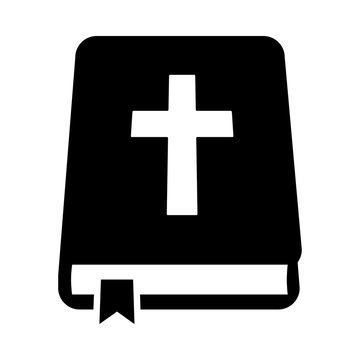 Bible holy book with cross and ribbon flat vector icon for apps and websites