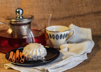 tea and cake on the table