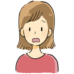 表情　女の人　困る